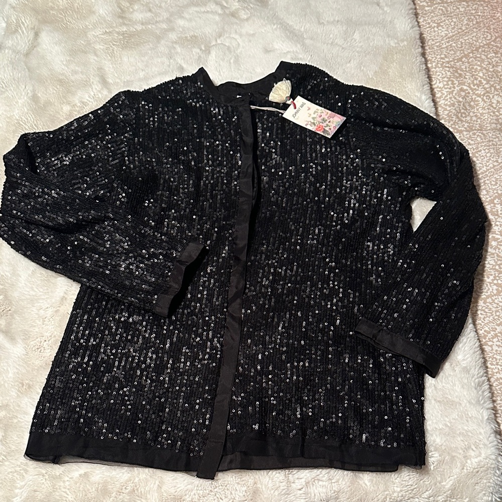 Johnny Was silk and Black sequin Holiday Party Jacket Las Vegas New Year’s